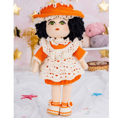 Crochet Doll Vintage Maid with Dress, Amigurumi Doll with Vintage Clothes