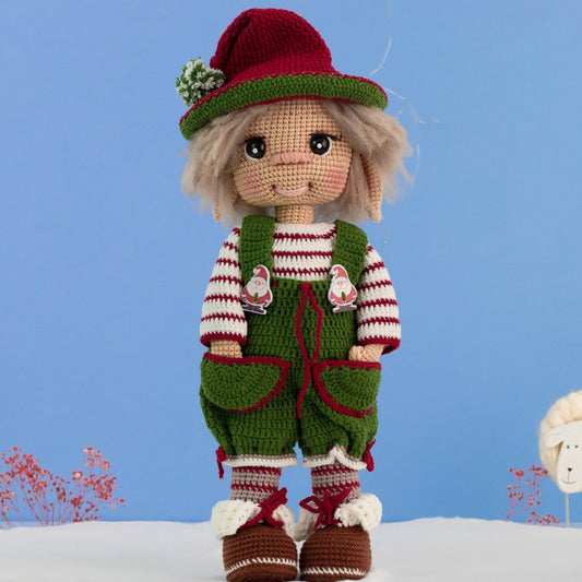 Crochet Doll for Sale, Elf Doll Bernard, Knit Doll, Amigurumi Doll Finished