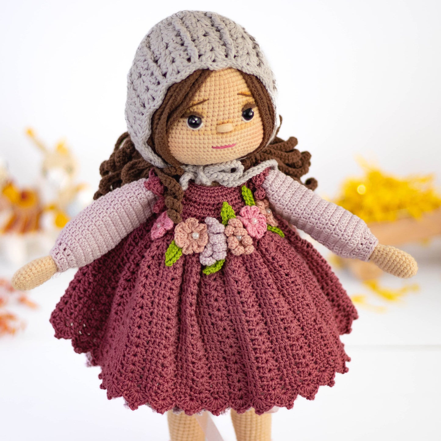 Vintage Girl, Crochet Doll, Knit Doll, Amigurumi Doll Finished