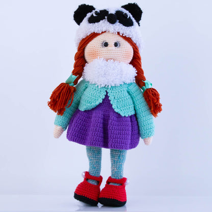 Amigurumi Doll Mia with Panda Hat, Crochet Doll, Knitted Dolls, Granddaughter Gift