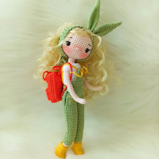 Bunny Girl Doll, Handmade Doll for Sale, Amigurumi Finished Doll, Bunny Gift