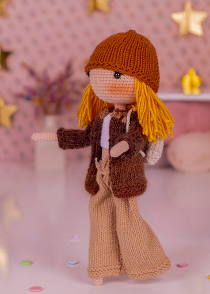 Crochet Doll New York Girl, Amigurumi Doll Finished