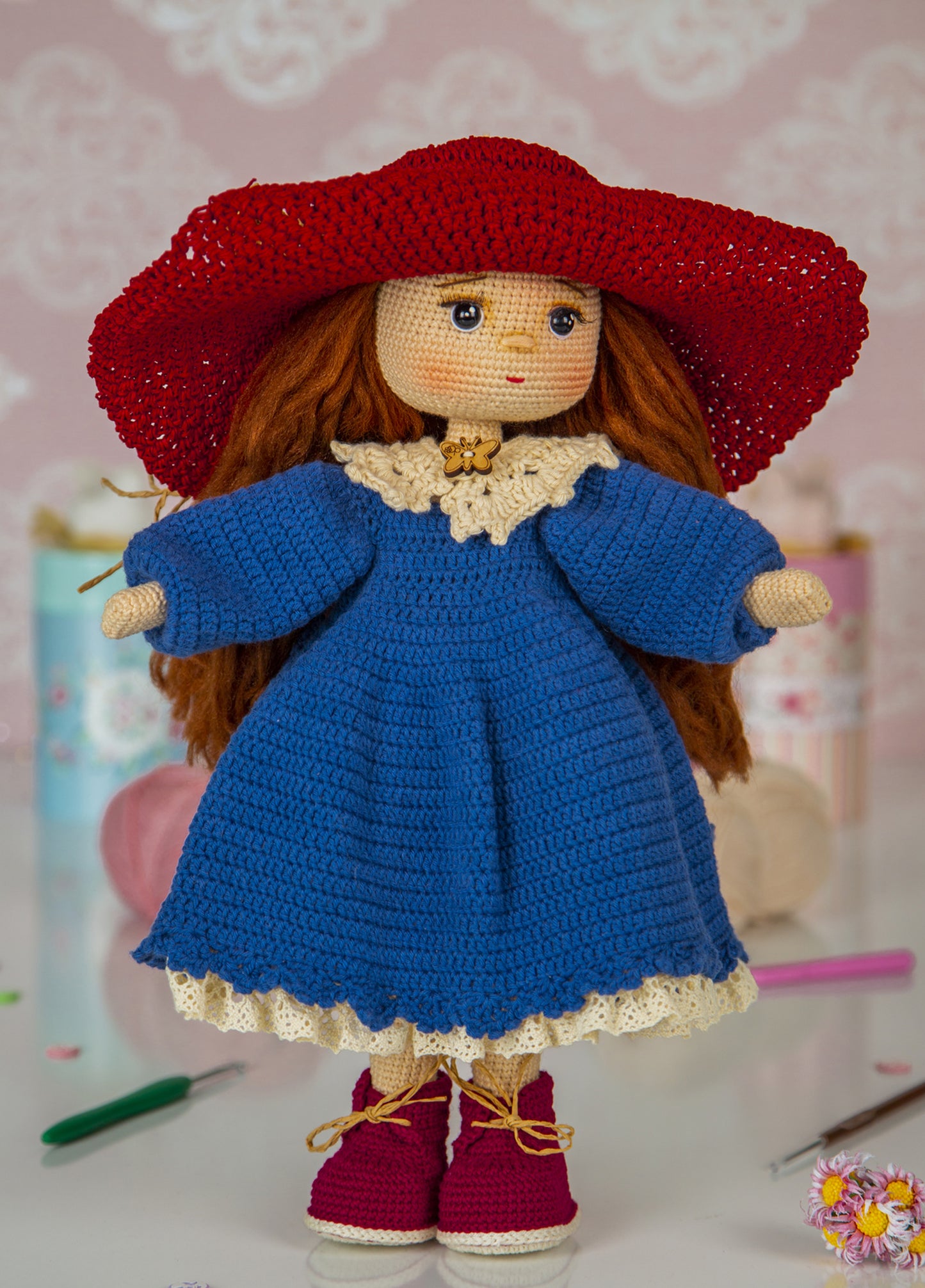 Vintage Crochet Doll, Knit Doll, Amigurumi Doll Finished