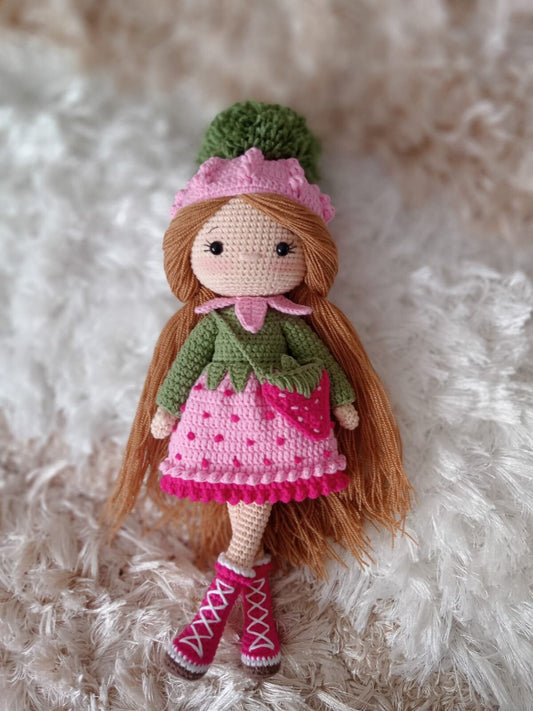 Strawberry Doll Amigurumi, Handmade Strawberry Shortcake Doll for Sale, Strawberry Shortcake Doll for Kids,