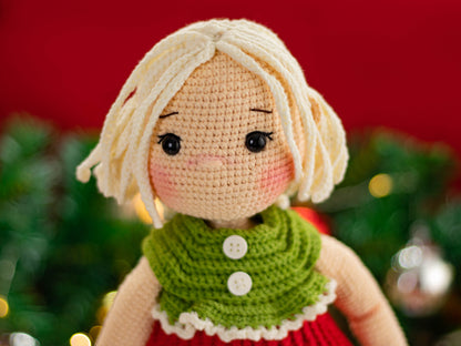 Crochet Doll Chubby Girl, Amigurumi Doll with Short Hair, For Sale, Handmade Doll for Girls