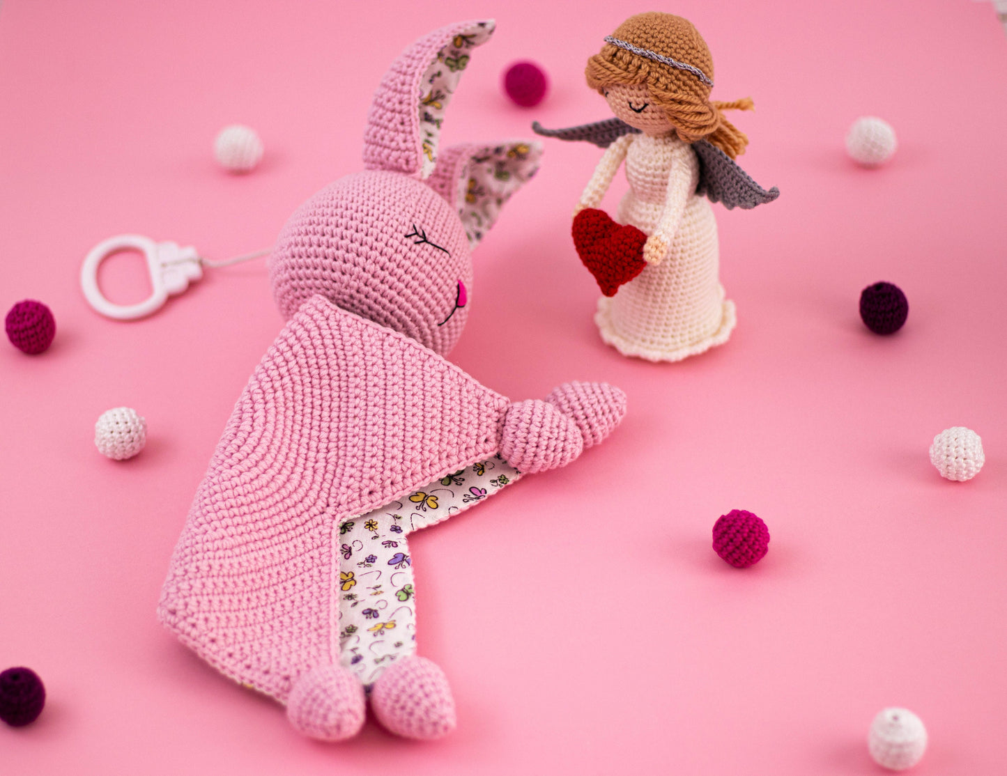 Crochet Bunny Lovey Blanket with Music Box, Crochet Lovey Music Box