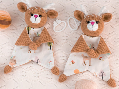 Crochet Deer Lovey for Baby with Music, Deer Lovey Crochet, Crocheted Baby Lovey, Knit Baby Lovey Reindeer, Handmade Lovey, Security Blanket