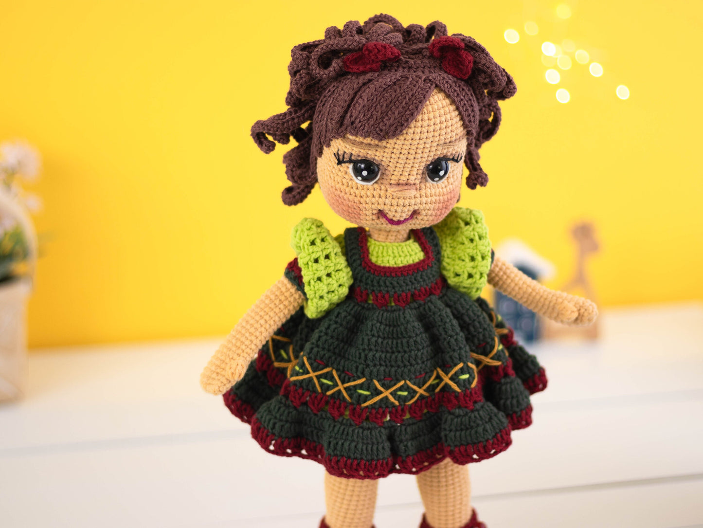 Crochet Doll Chloe with Clothes, Amigurumi Doll for Sale, Knit Doll with Hair
