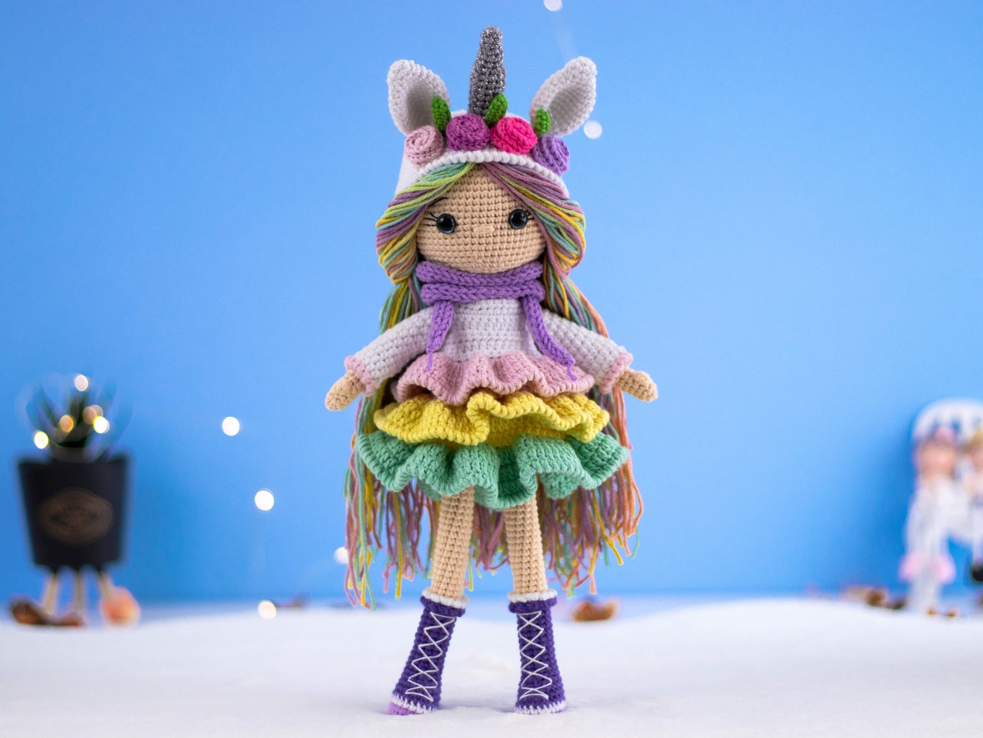 Unicorn Girl Doll Amigurumi, Fairy Doll Handmade for Sale, Unicorn Fairy Doll for Children, Crochet Unicorn Doll for Girls, Unicorn Gift