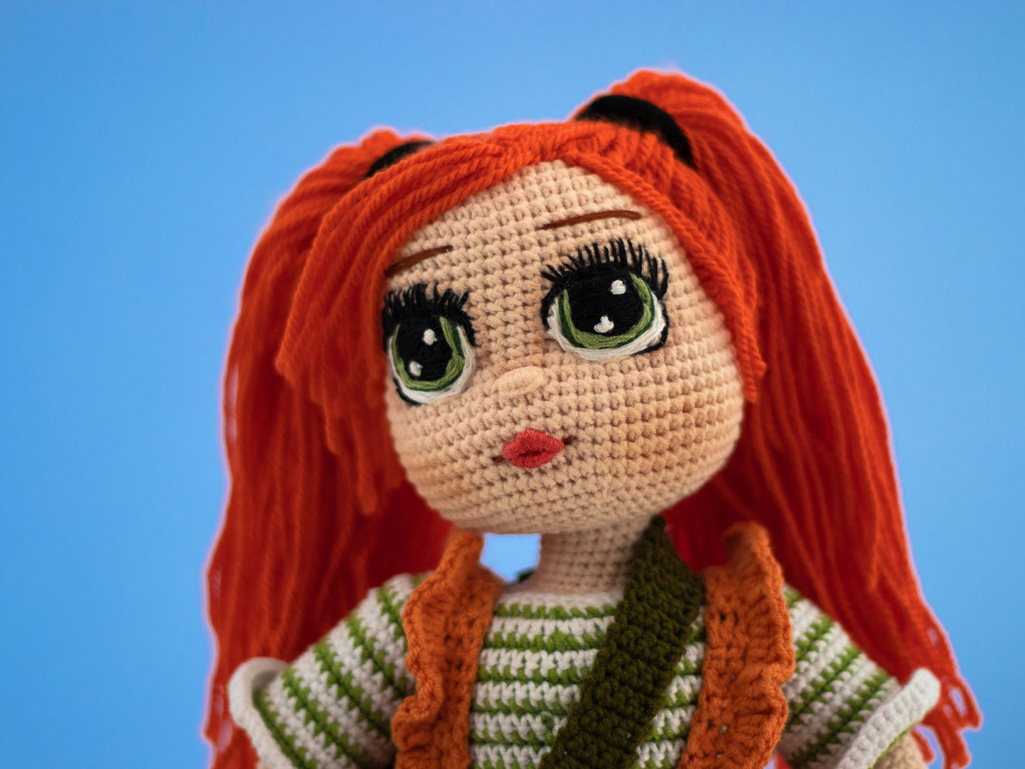 Crochet Doll with Orange Hair, Crochet Doll for Sale, Amigurumi Doll Finished, Knit Doll