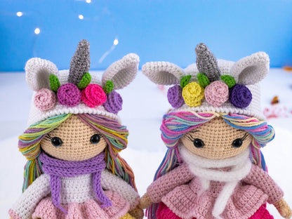 Unicorn Girl Doll Amigurumi, Fairy Doll Handmade for Sale, Unicorn Fairy Doll for Children, Crochet Unicorn Doll for Girls, Unicorn Gift