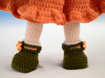 Crochet Doll with Orange Hair, Crochet Doll for Sale, Amigurumi Doll Finished, Knit Doll