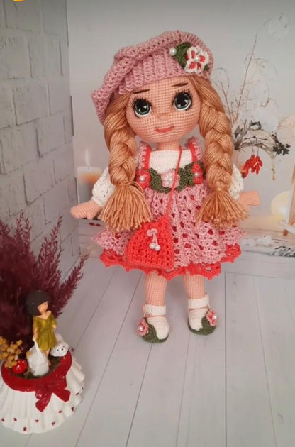 Handmade Crochet Doll with Clothes and Hair