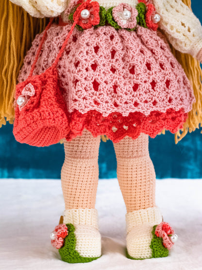Handmade Crochet Doll with Clothes and Hair