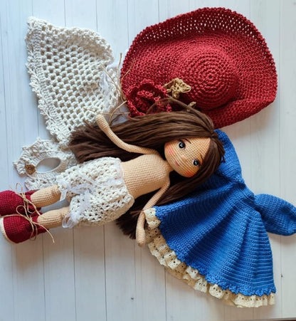 Vintage Crochet Doll, Knit Doll, Amigurumi Doll Finished