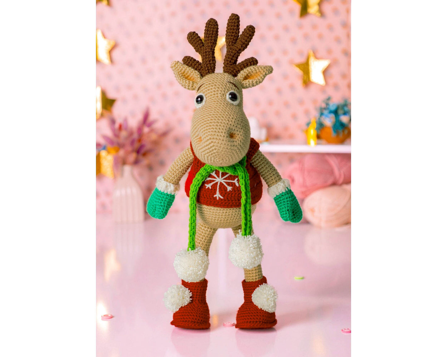 Crochet Deer Plush, Crochet Moose Plushie, Crochet Reindeer