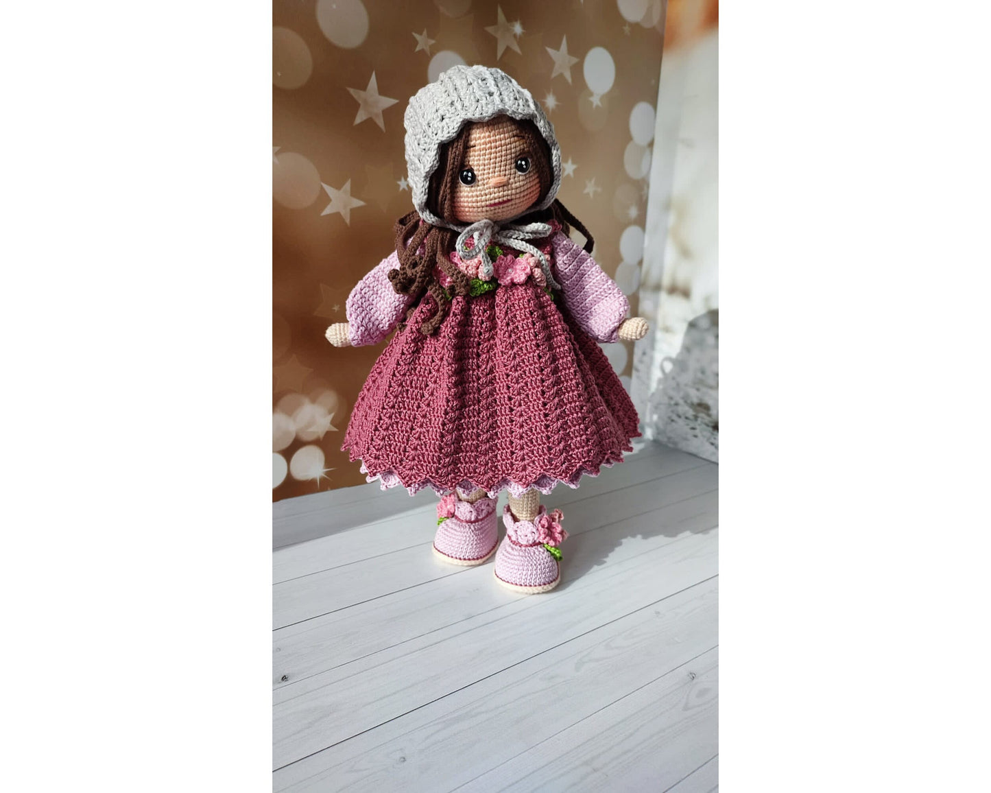 Vintage Girl, Crochet Doll, Knit Doll, Amigurumi Doll Finished