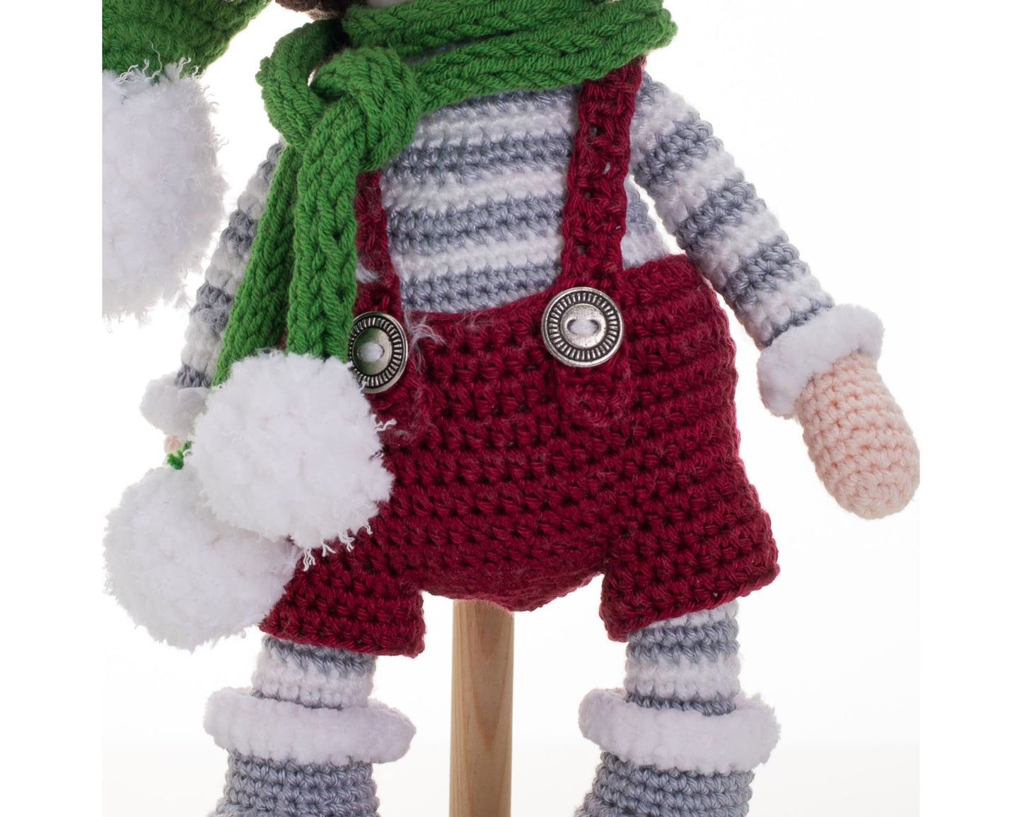 Crochet Boy Doll with Green Beanie Hat and Scarf