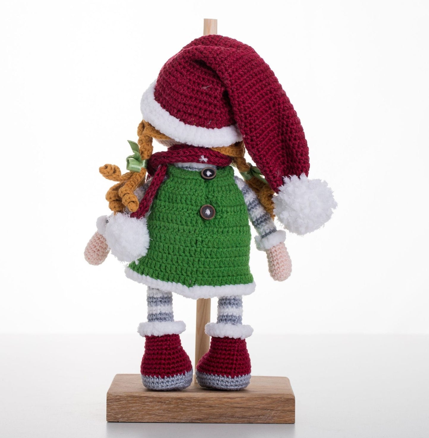 Crochet Doll with Beanie Hat and Scarf, Amigurumi Doll with Christmas Outfit