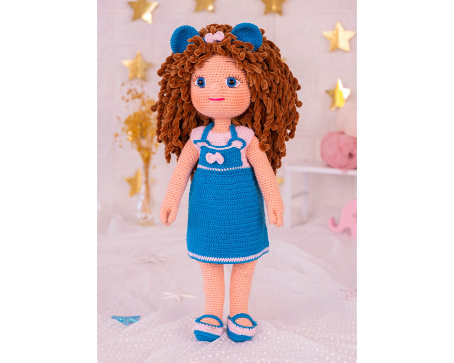 Crochet American Girl Doll, Amigurumi Cute Curly Hair Mickey Mouse Aers Headband
