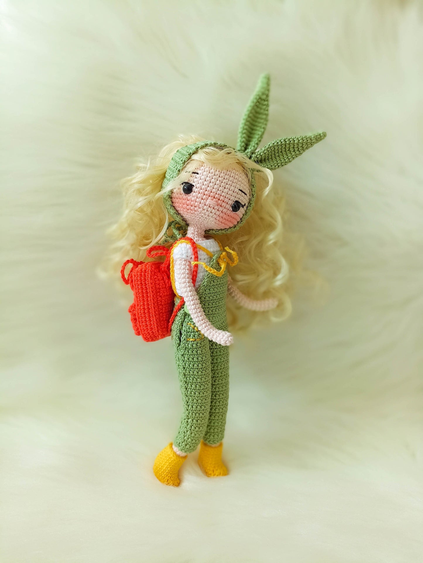 Bunny Girl Doll, Handmade Doll for Sale, Amigurumi Finished Doll, Bunny Gift