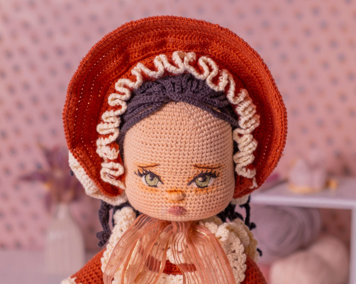 Crochet Doll, Vintage Lady Doll, Amigurumi Doll Finished