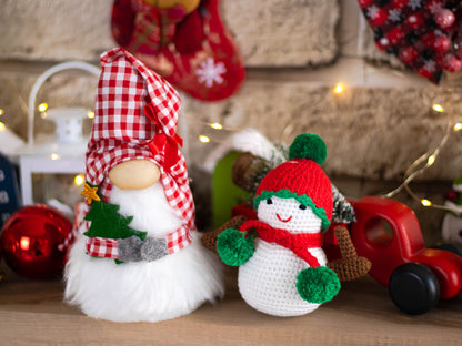 Crochet Snowman, Stuffed Snowman, Snowman Plush, Snowman Decor