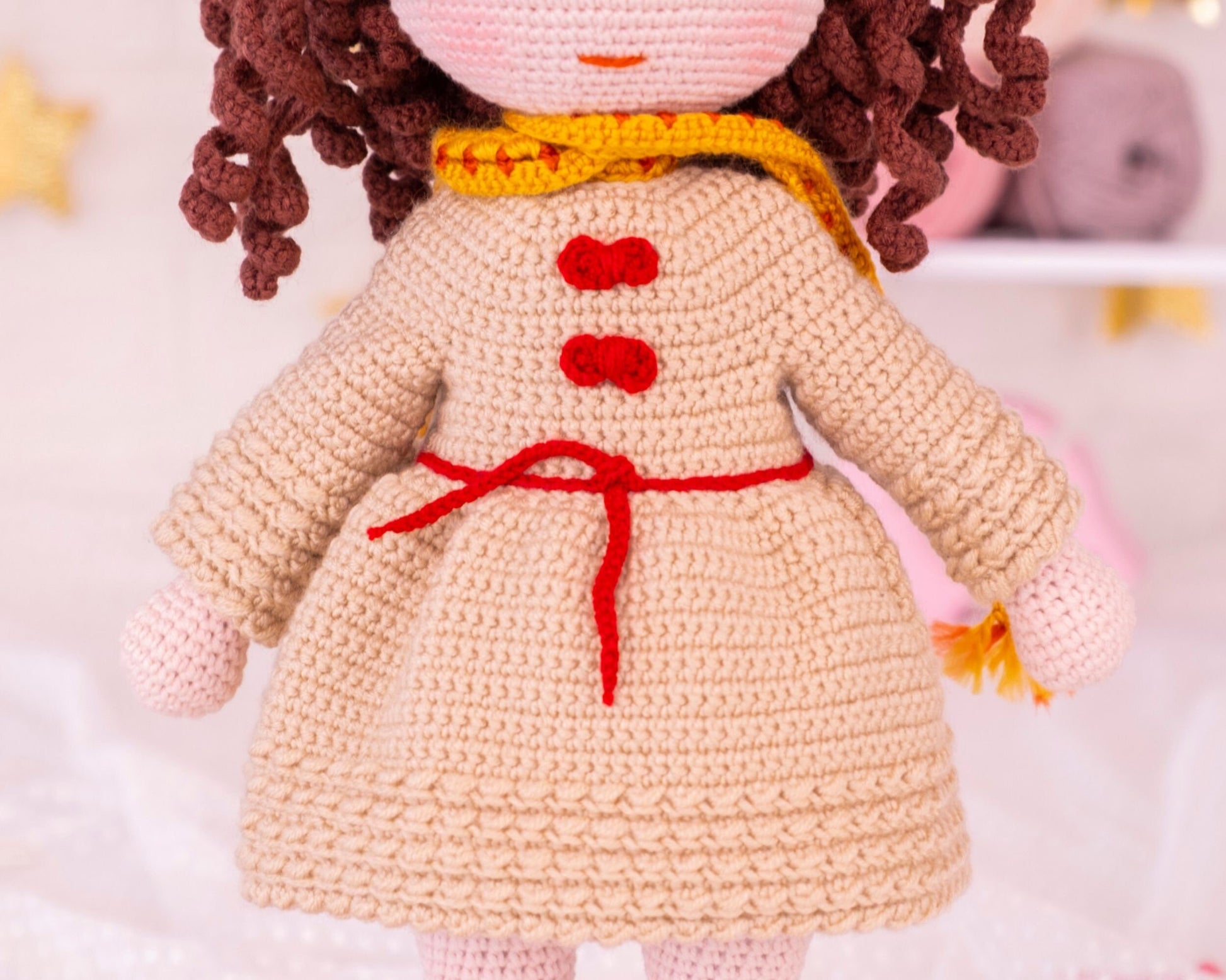 Crochet Doll, Curly Hair Doll, Amigurumi Doll, Granddaughter Gift, Daughter Gift, Christmas Doll, Knitted Dolls, Handmade Doll, Soft Doll