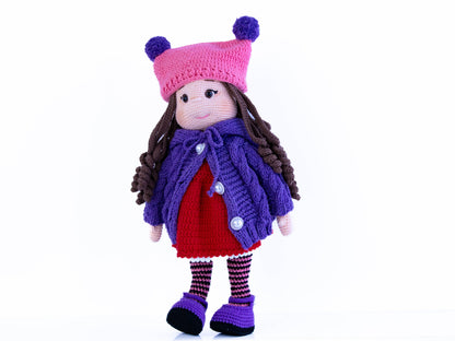 Amigurumi Doll Pompom, Crochet Doll Amigurumi, Knitted Dolls, Daughter Gift, Beautiful Doll, Handmade Doll, Granddaughter Gift, Christmas