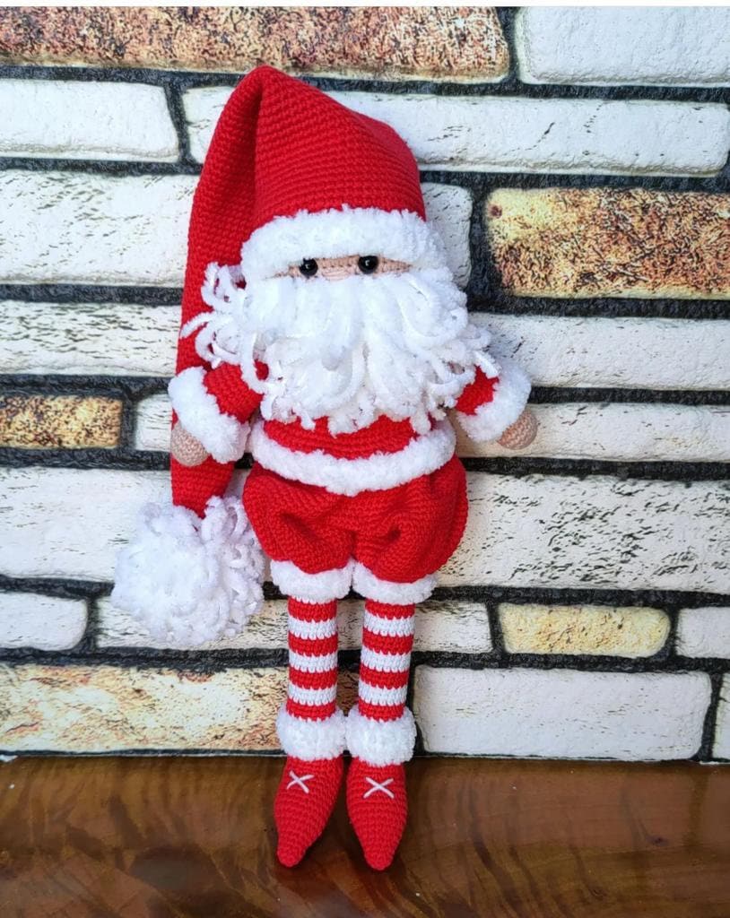 Santa Doll, Vintage Santa Doll, Stuffed Santa, Crochet Santa, Crochet Santa Claus, Father Christmas Doll, Stuffed Santa Claus, Holiday Decor