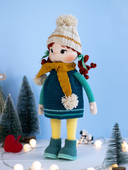 Crochet Doll Elif, Amigurumi Doll, Christmas Amigurumi, Knitted Doll, Daughter Gift, Handmade Doll, Granddaughter Gift, Yarn Dolls, Niece