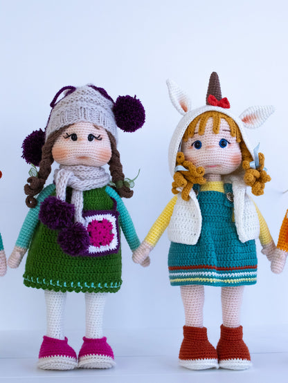 Crochet Doll Nora, Doll Unicorn, Amigurumi Doll, Christmas Amigurumi, Knitted Doll, Handmade Doll, Granddaughter Gift, Best Christmas Gift