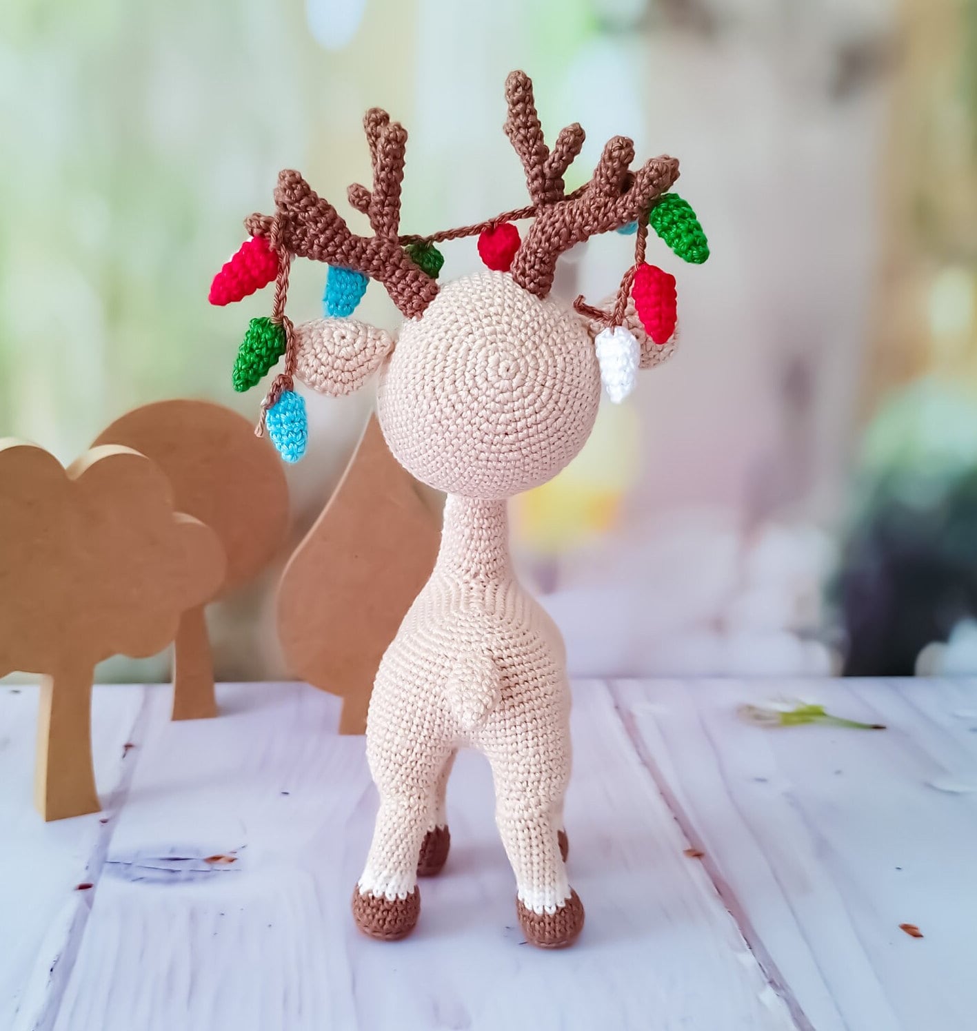 Amigurumi Reindeer, Crochet Reindeer, Flocked Deer, Reindeer Decor, Christmas Reindeer, Christmas Decor, Holiday Decor, Flocked Reindeer