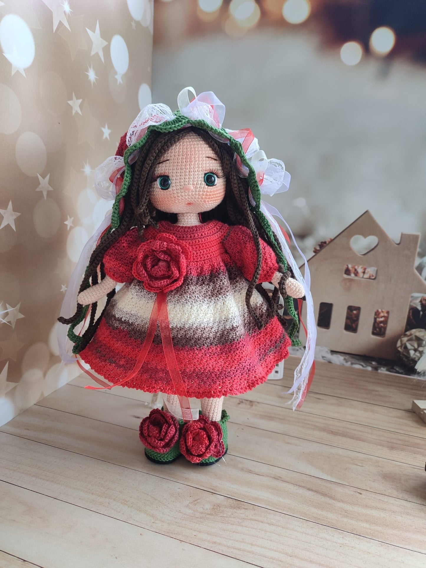 Clara Doll. Crochet Doll Princess with Colorful Dress, Amigurumi Doll Finished, Knit Doll, Handmade Doll, Homemade Doll, Hand Made Doll