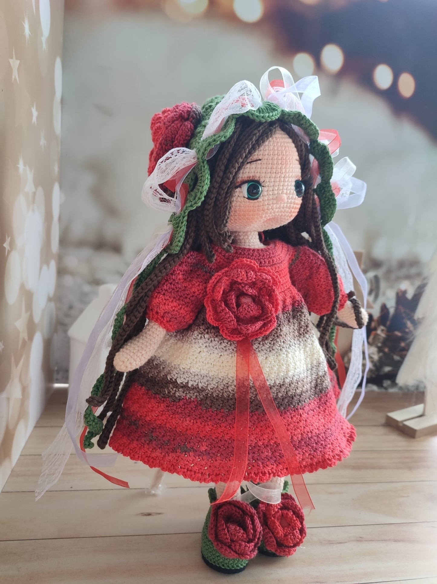Clara Doll. Crochet Doll Princess with Colorful Dress, Amigurumi Doll Finished, Knit Doll, Handmade Doll, Homemade Doll, Hand Made Doll