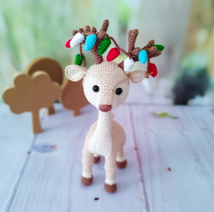 Amigurumi Reindeer, Crochet Reindeer, Flocked Deer, Reindeer Decor, Christmas Reindeer, Christmas Decor, Holiday Decor, Flocked Reindeer