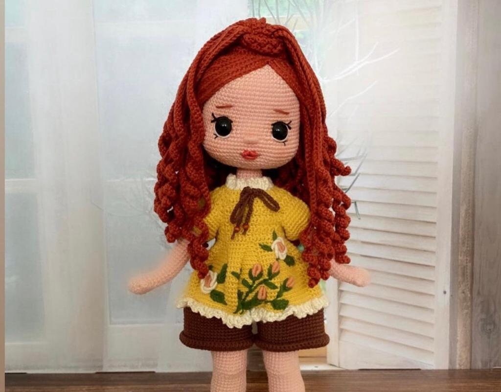 Crochet Doll, Amigurumi Doll, Crochet Amigurumi, Knitted Doll, Ginger Doll, Handmade Doll, Daughter Gift, Granddaughter Gift, Heirloom Doll