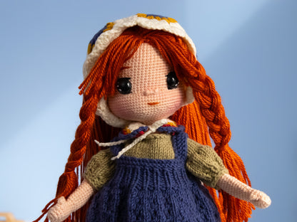 Crochet Amigurumi, Knitted Doll, Amigurumi Doll, Knitted Doll, red haired doll, Handmade Doll, Stuffed Doll, Yarn Dolls, Heirloom Dolls